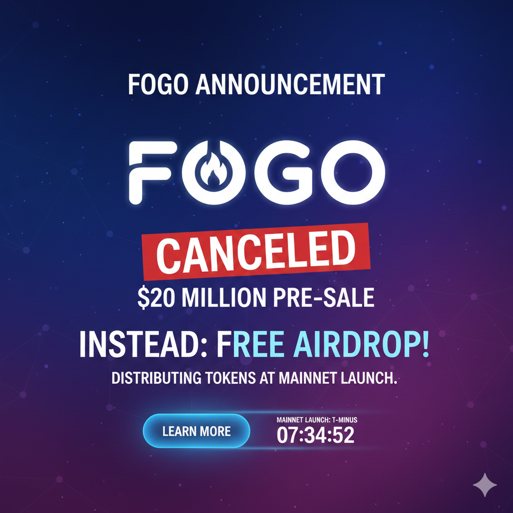 Fogo has canceled its $20 million pre-sale and will instead distribute tokens via an airdrop during its upcoming mainnet launch.
